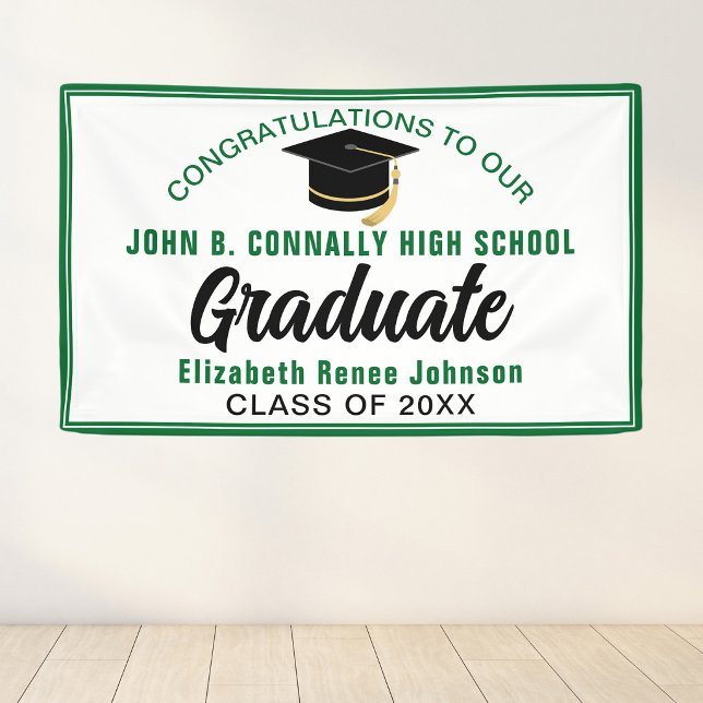 Lona Felicidades Graduado Fiesta Personalizada Verde (Subido por el creador)