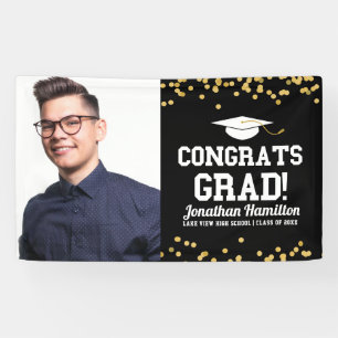 Lona Felicidades Graduado Foto de Fiesta de Graduación 