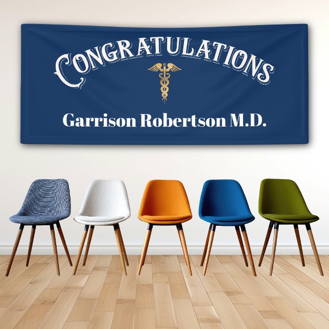 Lona Felicidades Graduado MD Doctor (Graduation congratulations banner for grads or promotions. Medical theme for Doctors, Nurses, Techs )