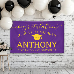Lona Felicidades Graduado púrpura dorado graduado virtu