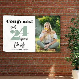 Lona Felicidades Graduado Verde Menta 2026 Foto Negrita