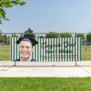 Lona Felicidades Grandes Graduado Líneas Verdes Hombres