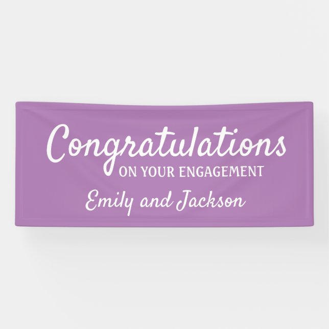 Lona Felicidades por el compromiso Script Name Morado (Horizontal)