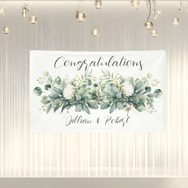 Lona Felicidades por el enlace de flores suaves y veget