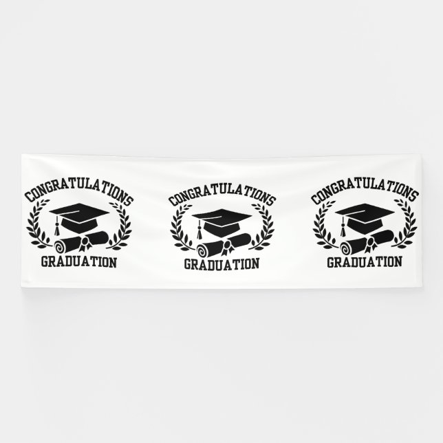 Lona Felicidades por la graduación Banner de vinilo 4x1 (Horizontal)