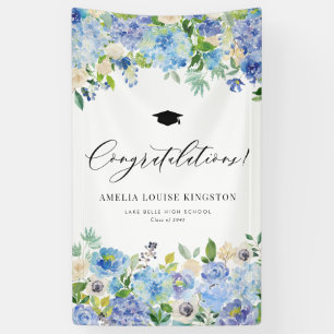 Lona Felicidades por la graduación de Hydrangea Azul