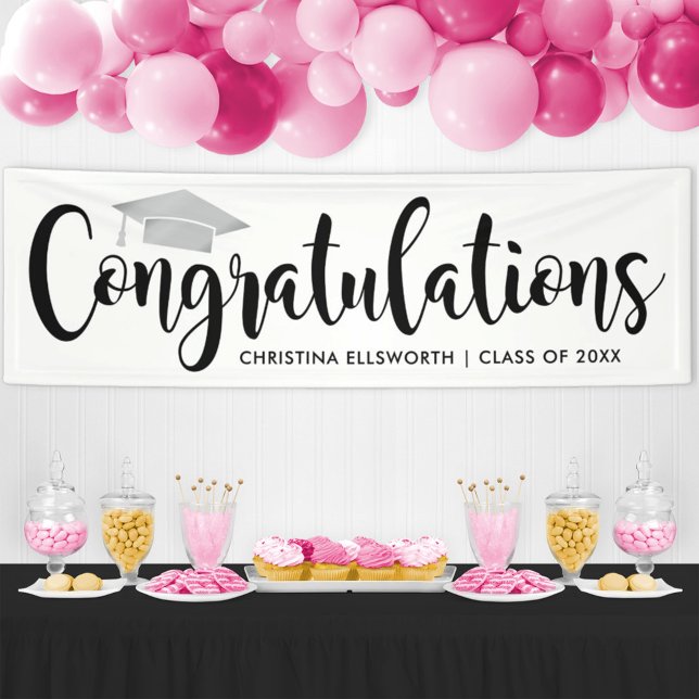 Lona Felicidades por la graduación de Plata Moderna 202 (Subido por el creador)