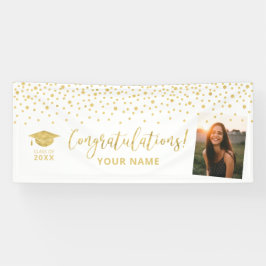 Lona Felicitación de graduación con confeti dorado y bl