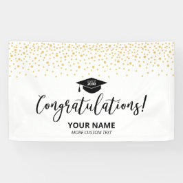 Lona Felicitación de graduación con confeti dorado y ne