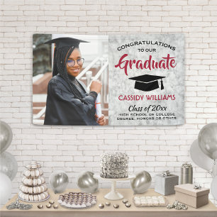 Lona Felicitaciones 1 Foto Marble Rojo Blanco Negro Gra