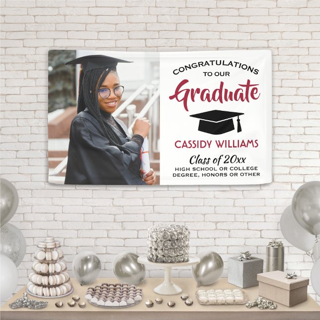 Lona Felicitaciones 1 Foto Moderna Graduación Blanca Ne (Subido por el creador)
