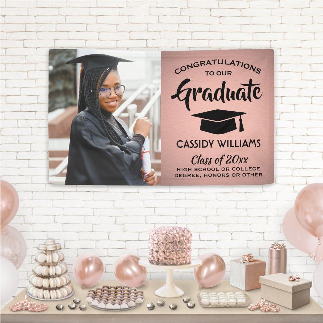 Lona Felicitaciones 1 Foto Rosa Rosa Rosa Oro y Graduac (Subido por el creador)