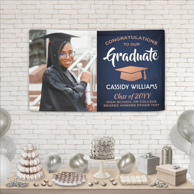 Lona Felicitaciones 1 graduación de cobre blanco azul d (Subido por el creador)