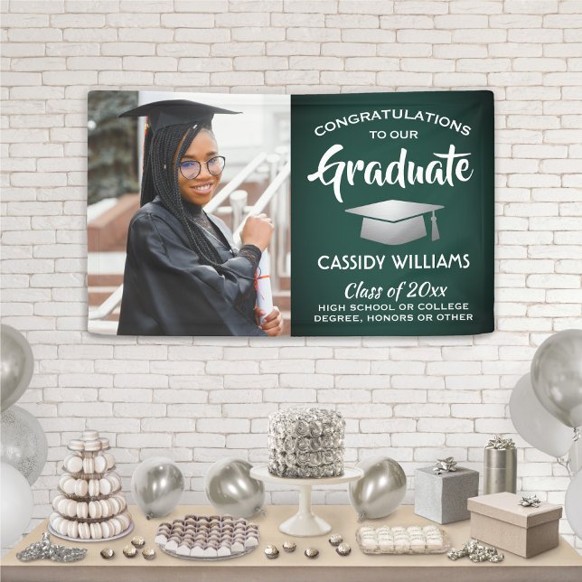 Lona Felicitaciones 1 Graduación de Plata y Blanco Verd (Subido por el creador)