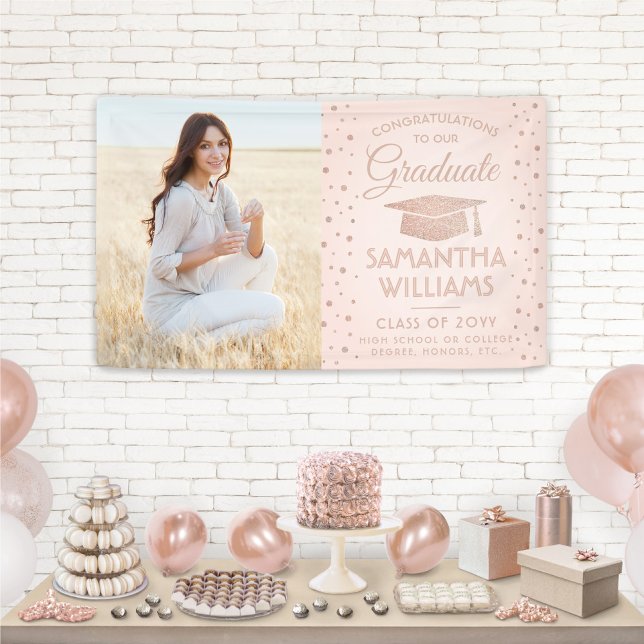 Lona Felicitaciones 1 Graduación de Purpurina Oro Rosa  (Subido por el creador)