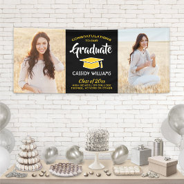 Lona Felicitaciones 2 Foto Graduación Amarilla de Oro N