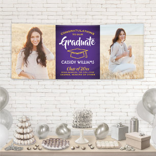 Lona Felicitaciones 2 Foto Graduación Amarilla de Oro P