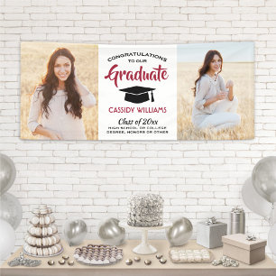 Lona Felicitaciones 2 Foto Moderna Graduación en Blanco