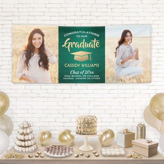 Lona Felicitaciones 2 Foto Oro Verde y Graduación Blanc (Subido por el creador)