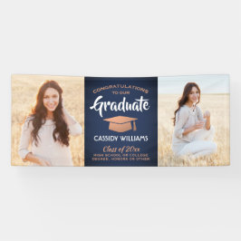 Lona Felicitaciones 2 graduación de cobre blanco azul d