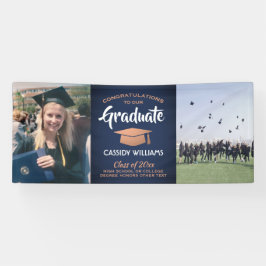 Lona Felicitaciones 2 graduación de cobre blanco azul d