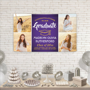 Lona Felicitaciones 4 Foto Graduación Amarilla de Oro P