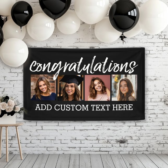 Lona Felicitaciones 4 Foto que puede cambiar de fondo (Custom Graduation Banner for a Grad Party or Open House)
