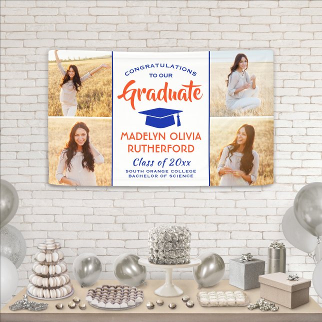 Lona Felicitaciones 4 Naranjas de fotografía Graduación (Subido por el creador)