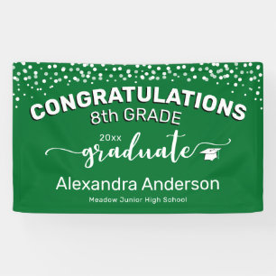 Lona Felicitaciones a Confetti Graduado Verde de octavo