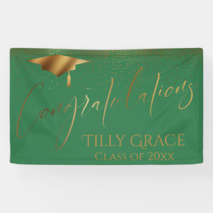 Lona Felicitaciones a Graduate Gold Confetti en Green