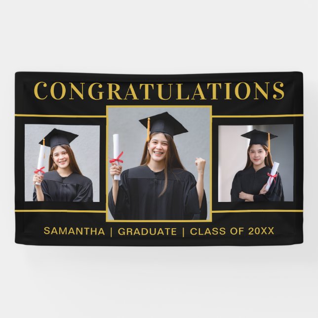 Lona Felicitaciones A La Graduación De Fotografías Blac (Horizontal)