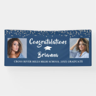 Lona Felicitaciones a la graduación Guión de foto Azul