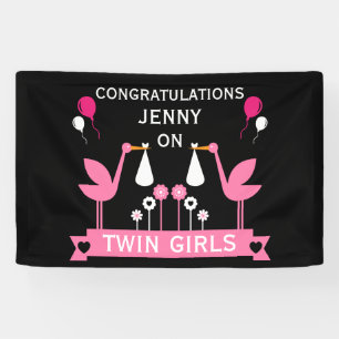 Lona Felicitaciones a los Chicas gemelos Stalk Delivery