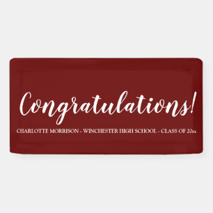 Lona Felicitaciones a maroon wine personalizado de grad