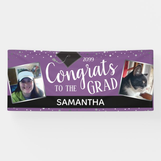 Lona Felicitaciones a nuestro cartel de foto de dos gra (Horizontal)