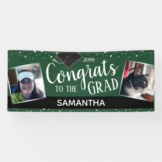 Lona Felicitaciones a nuestro cartel de foto de dos gra (Horizontal)