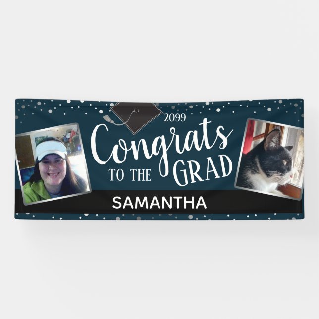 Lona Felicitaciones a nuestro cartel de foto de dos gra (Horizontal)