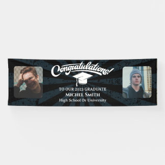 Lona Felicitaciones a Vintage Graduation negro dos foto