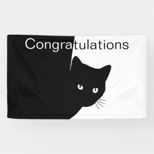 Lona Felicitaciones al astuto gato negro