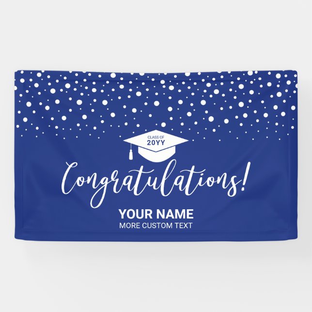 Lona Felicitaciones al Royal Blue Confetti Graduación (Horizontal)