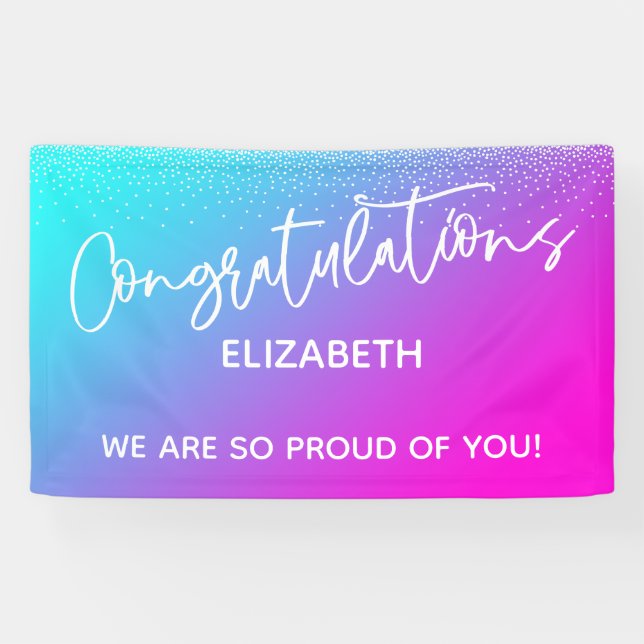 Lona Felicitaciones Aqua Light Purple & Pink Ombre (Horizontal)