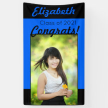 Felicitaciones azules y negras Una fiesta de gradu