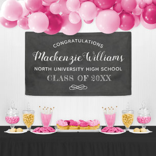 Lona Felicitaciones Black Chalkboard Graduation Party