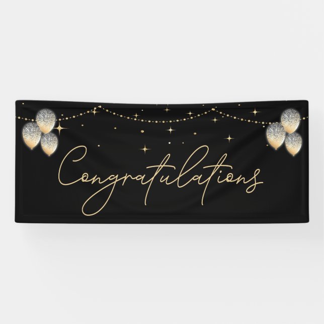 Lona Felicitaciones Black Gold Elegant (Horizontal)