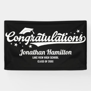 Lona Felicitaciones Black Graduation Party