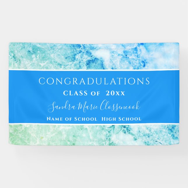 Lona Felicitaciones Blue Green Amethyst Crystal Graduat (Horizontal)