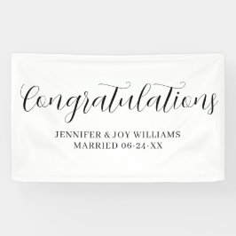 Lona Felicitaciones Boda de escritura negra moderna