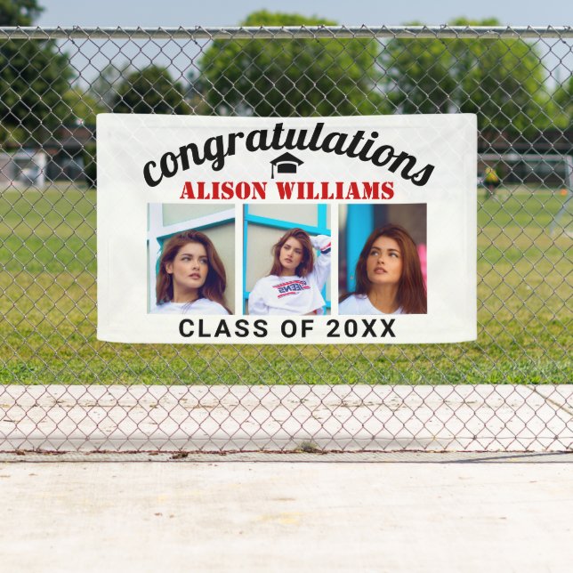 Lona Felicitaciones, clase de graduación de foto roja (In situ)