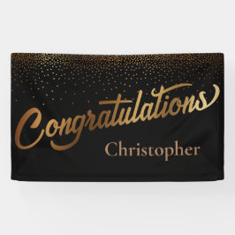 Lona Felicitaciones con el oro de Confetti en negro