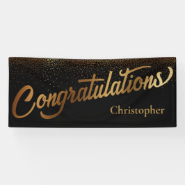 Lona Felicitaciones con el oro de Confetti en negro